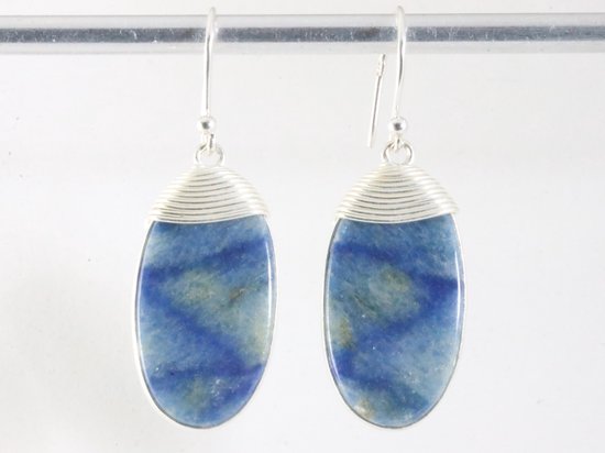 Zilveren oorbellen met blauwe palm kwarts afbeelding 4
