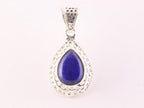 Opengewerkte druppelvormige zilveren hanger met lapis lazuli afbeelding 1