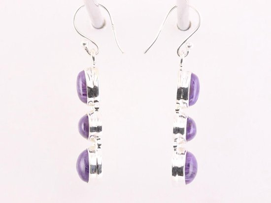 Zilveren oorbellen met charoiet afbeelding 2