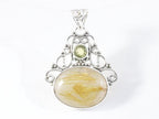 Opengewerkte zilveren hanger met gouden rutielkwarts en citrien afbeelding 1