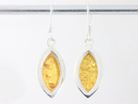 Bewerkte zilveren oorbellen met amber afbeelding 3