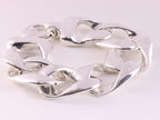 Hoogglans zilveren armband met grote gourmet schakels afbeelding 2