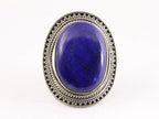 Zware bewerkte zilveren ring met grote lapis lazuli steen afbeelding 4