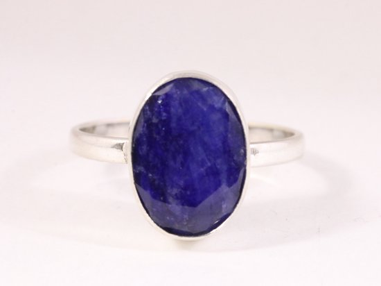 Zilveren ring met blauwe saffier afbeelding 4