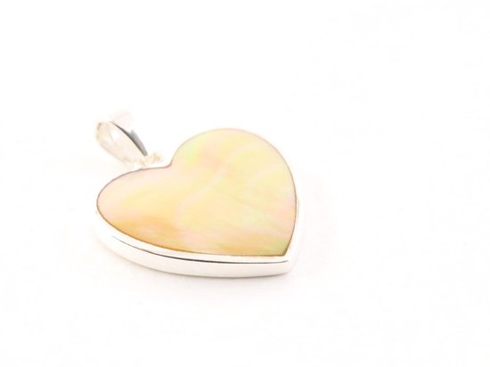 Hartvormige zilveren hanger met goudkleurige schelp afbeelding 2