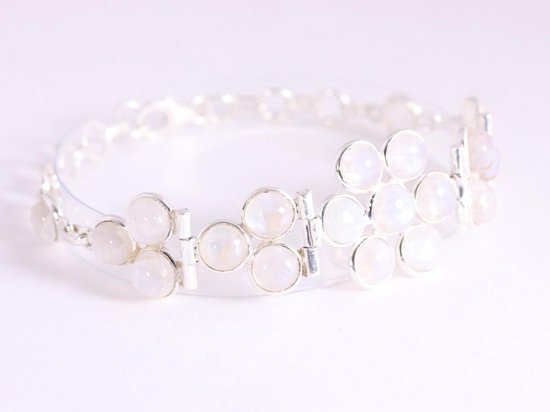 Zilveren armband met regenboog maansteen afbeelding 2