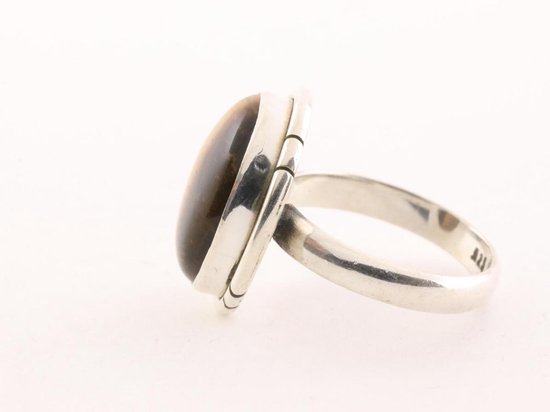 Ovale zilveren ring met tijgeroog afbeelding 2