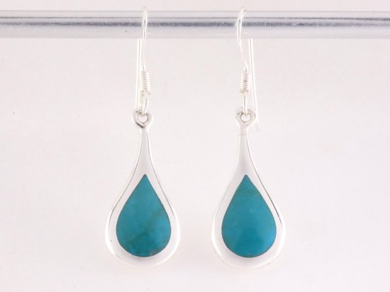 Druppelvormige zilveren oorbellen met chrysocolla afbeelding 3