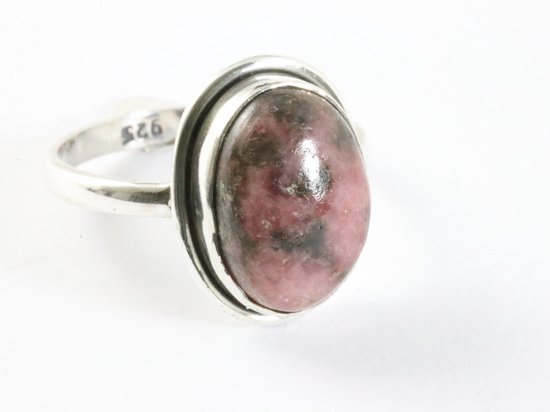Ovale zilveren ring met rhodoniet afbeelding 1