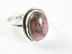 Ovale zilveren ring met rhodoniet afbeelding 1
