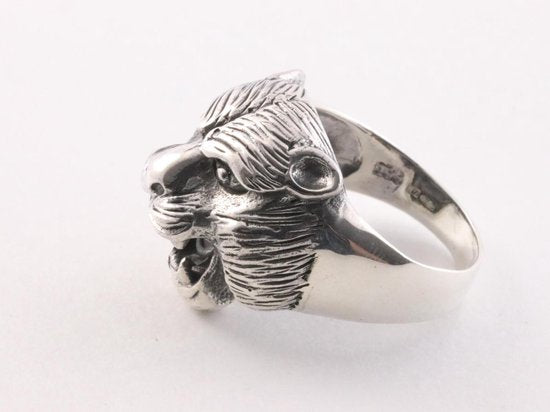 Zilveren ring met tijgerkop afbeelding 3
