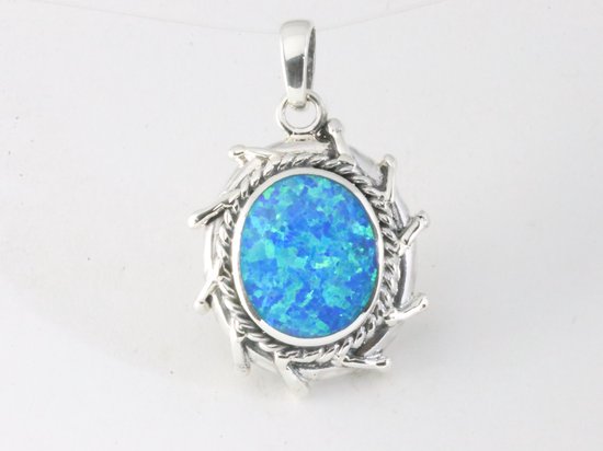 Bewerkte zilveren hanger met Australische opaal afbeelding 4