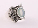Bewerkte zilveren ring met aqua chalcedoon afbeelding 1