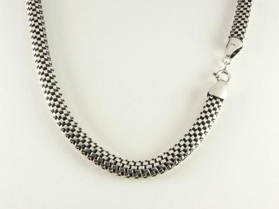 Brede gevlochten zilveren ketting - 56 cm. afbeelding 1
