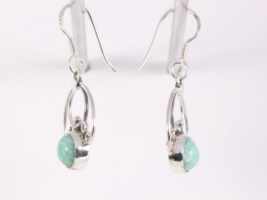 Opengewerkte zilveren oorbellen met amazoniet afbeelding 2