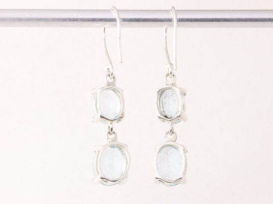 Zilveren oorbellen met blauwe topaas afbeelding 3