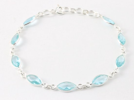 Fijne zilveren armband met blauwe topaas afbeelding 1