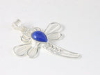 Opengewerkte zilveren libelle hanger met lapis lazuli afbeelding 2
