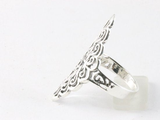 Langwerpige opengewerkte zilveren ring afbeelding 2