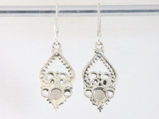 Fijne opengewerkte zilveren oorbellen met rookkwarts afbeelding 2