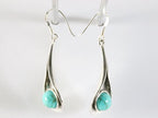 Lange druppelvormige zilveren oorbellen met turkoois afbeelding 2