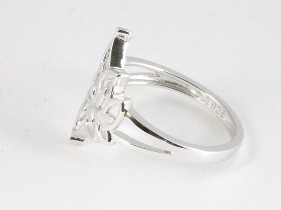 Opengewerkte zilveren lotus bloem ring afbeelding 2