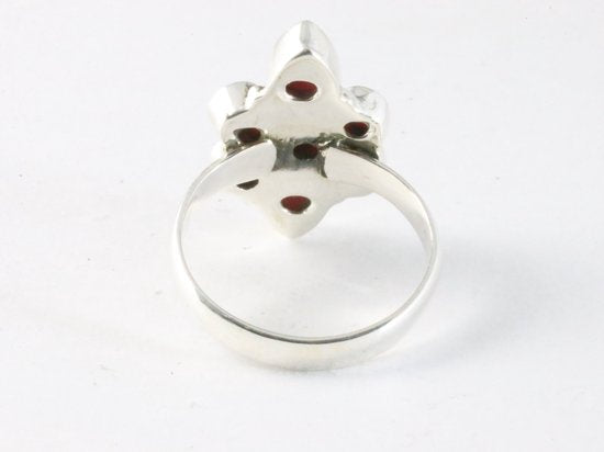 Zilveren ring met granaat stenen afbeelding 3