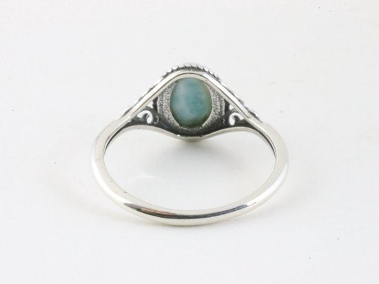 Bewerkte zilveren ring met larimar afbeelding 3