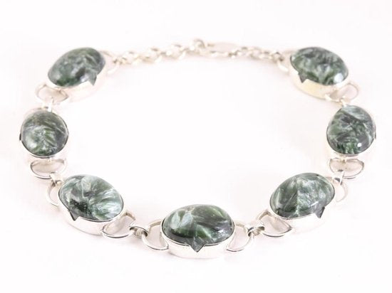 Zilveren armband met grote serafiniet stenen afbeelding 1