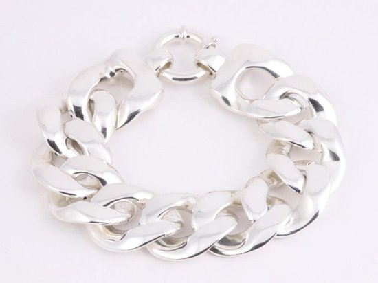 Brede zilveren armband met gourmetschakels afbeelding 1