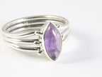 Opengewerkte zilveren ring met amethist afbeelding 1