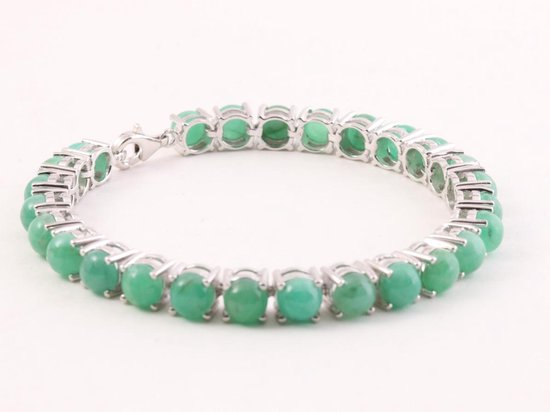 Zilveren tennisarmband met sakota smaragd cabochon afbeelding 2