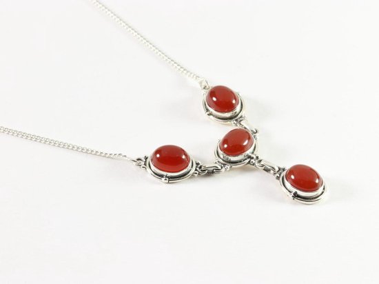Bewerkte zilveren ketting met carneool afbeelding 3