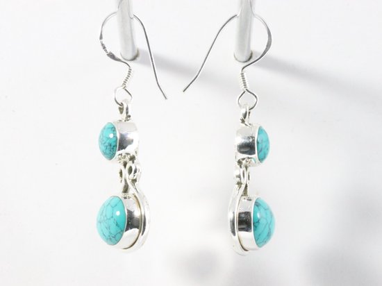 Zilveren oorbellen met turkoois afbeelding 2