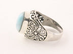 Opengewerkte zilveren ring met larimar afbeelding 2