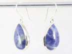 Druppelvormige hoogglans zilveren oorbellen met sodaliet afbeelding 2