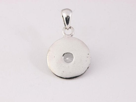Fijne bewerkte ronde zilveren hanger met bergkristal afbeelding 3