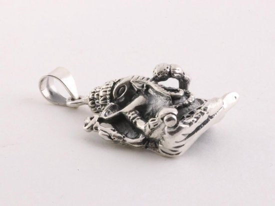 Zware zilveren Ganesha hanger afbeelding 3