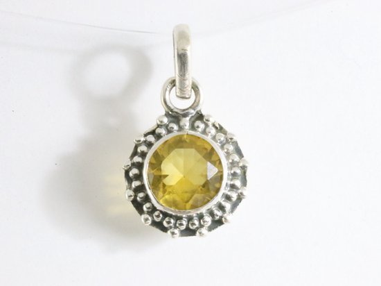 Fijne bewerkte ronde zilveren hanger met citrien afbeelding 4
