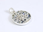 Fijne ronde zilveren hanger met levensboom op abalone schelp afbeelding 2