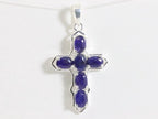 Zilveren kruishanger met blauwe saffier afbeelding 4