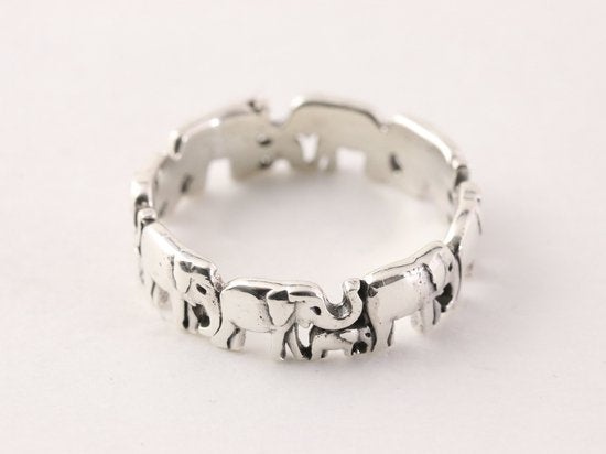Fijne zilveren olifanten ring afbeelding 2