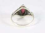 Fijne bewerkte zilveren ring met granaat afbeelding 3