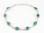 Bewerkte zilveren armband met smaragd afbeelding 1