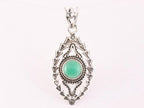 Opengewerkte zilveren hanger met groene onyx afbeelding 1