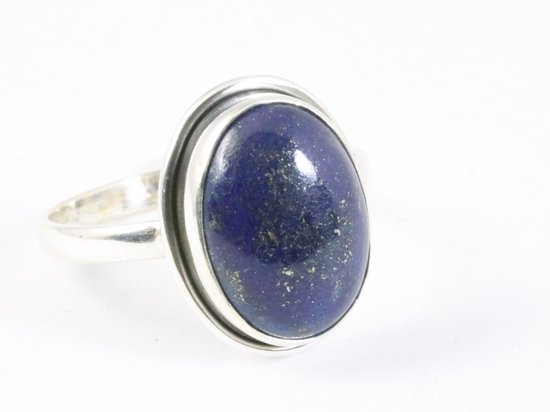 Ovale zilveren ring met lapis lazuli afbeelding 1
