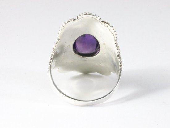 Bewerkte zilveren ring met amethist afbeelding 3