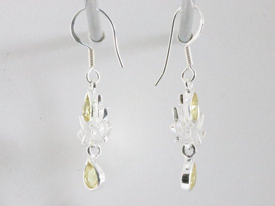 Zilveren lotus oorbellen met citrien afbeelding 2