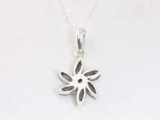 Zilveren hanger met amethist aan ketting afbeelding 3