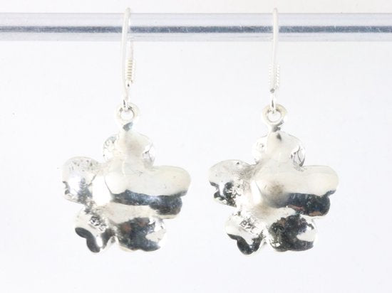 Bloemvormige zilveren oorbellen met blauwe turkoois afbeelding 2